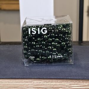 NIB IKEA ISIG Emerald Green Bead Garland 5m / 5.5 Yard Classic Christmas Decor